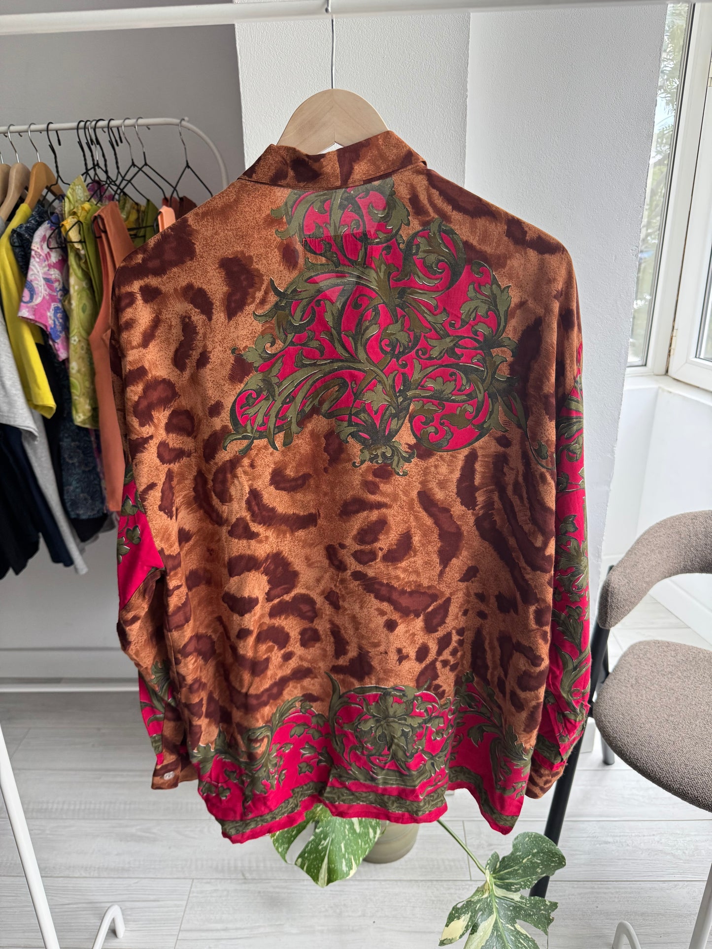 🐆 Cămașă Vintage Imprimeu Baroc & Animal Print | Made in Italy – L Bărbați