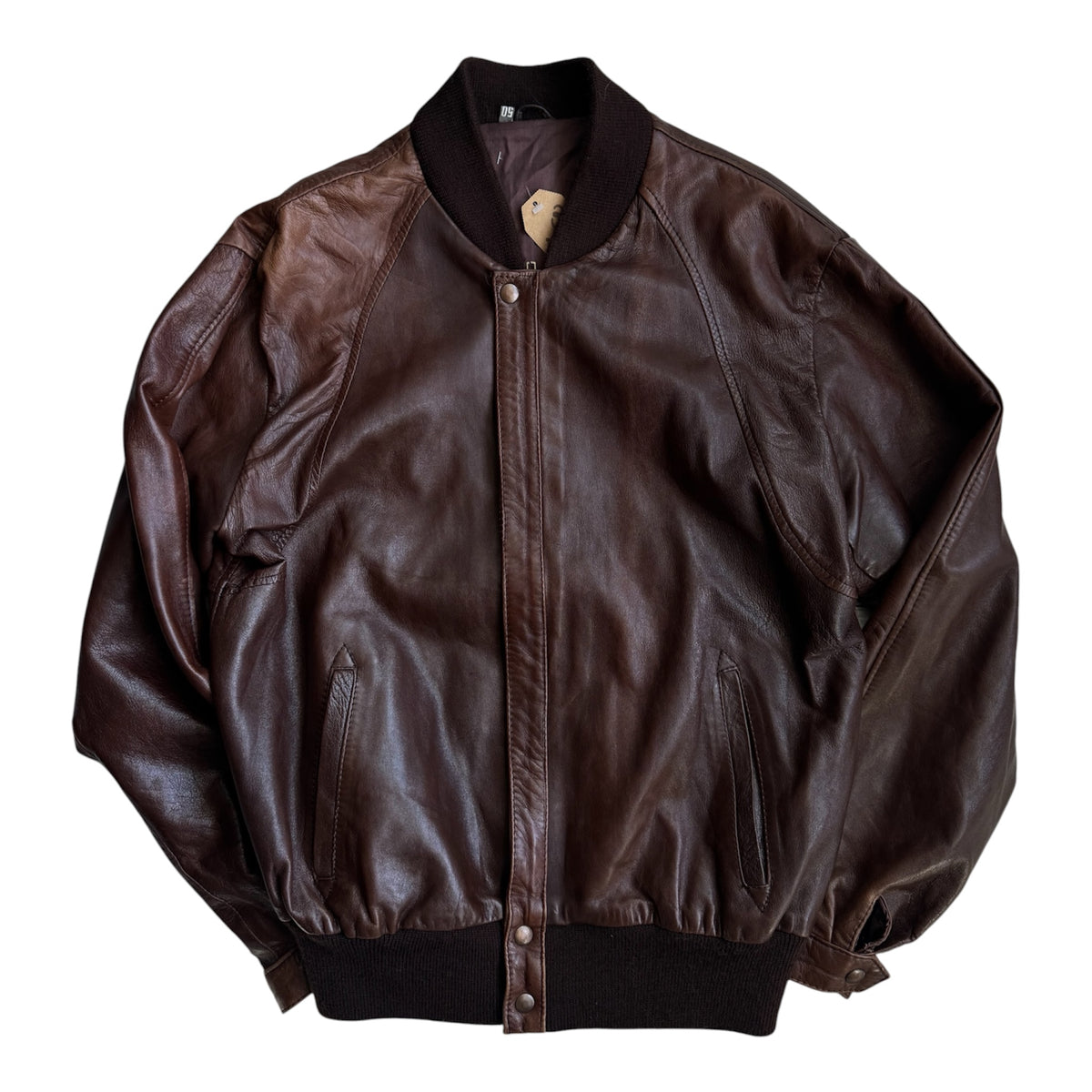 Geacă Bomber Vintage Maro Coniac Închis | L Bărbați