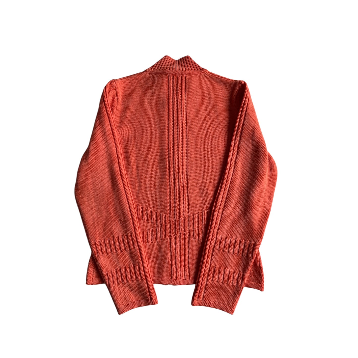 🧶 Pulover Y2K Damă Salmon Orange din Lână Merino Extra Fine – EU 36 (S)