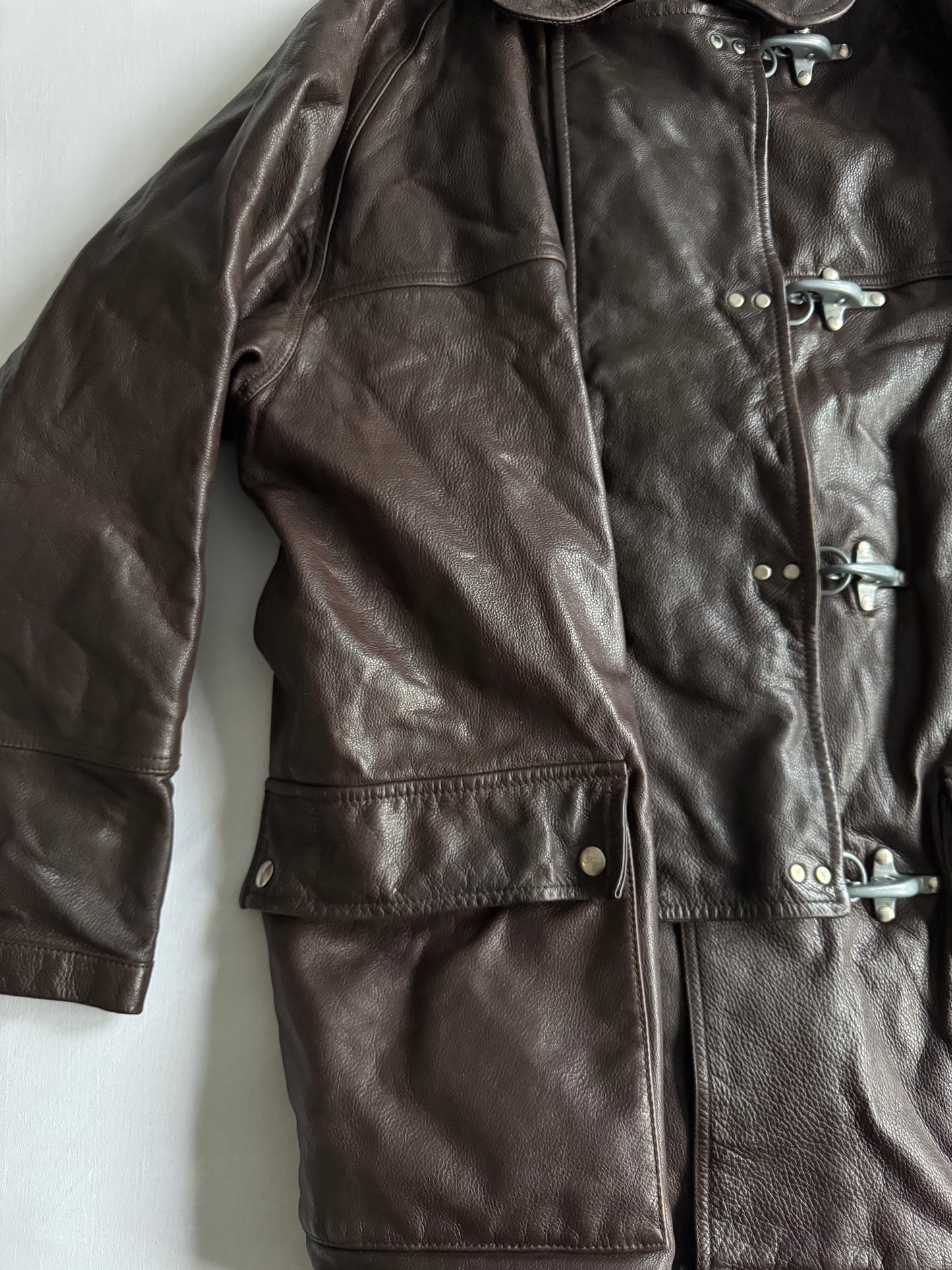 🧑‍🚒 Geacă vintage Fay din piele maro / Închidere tip fireman clasp (M bărbați)