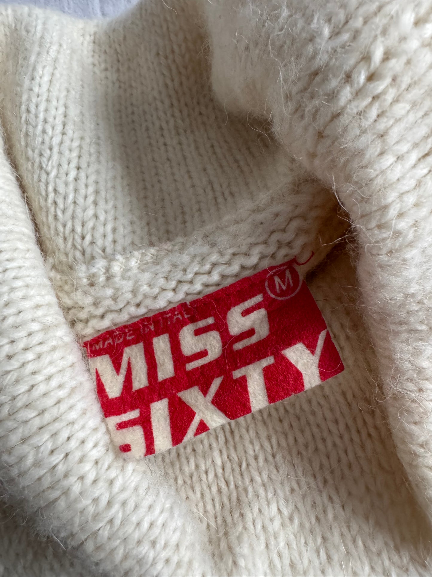 🤍 Top Tricotat Y2K Miss Sixty Alb cu Mâneci 3/4 – M Femei