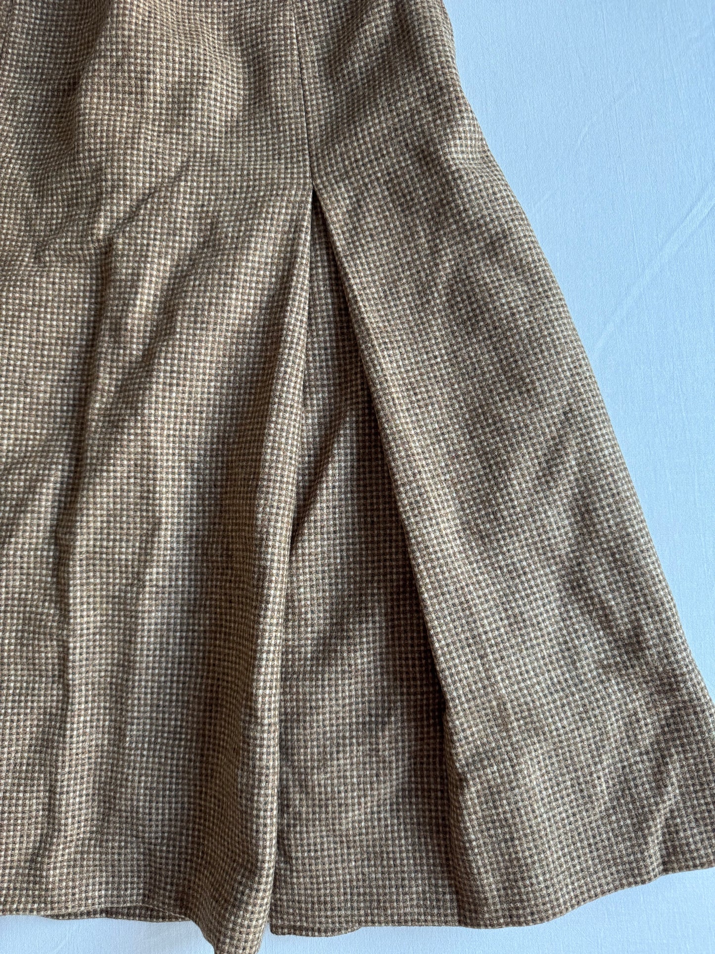 🪵 Fustă Vintage ’60s–’70s Plisată din Lână – XS (IT 38)