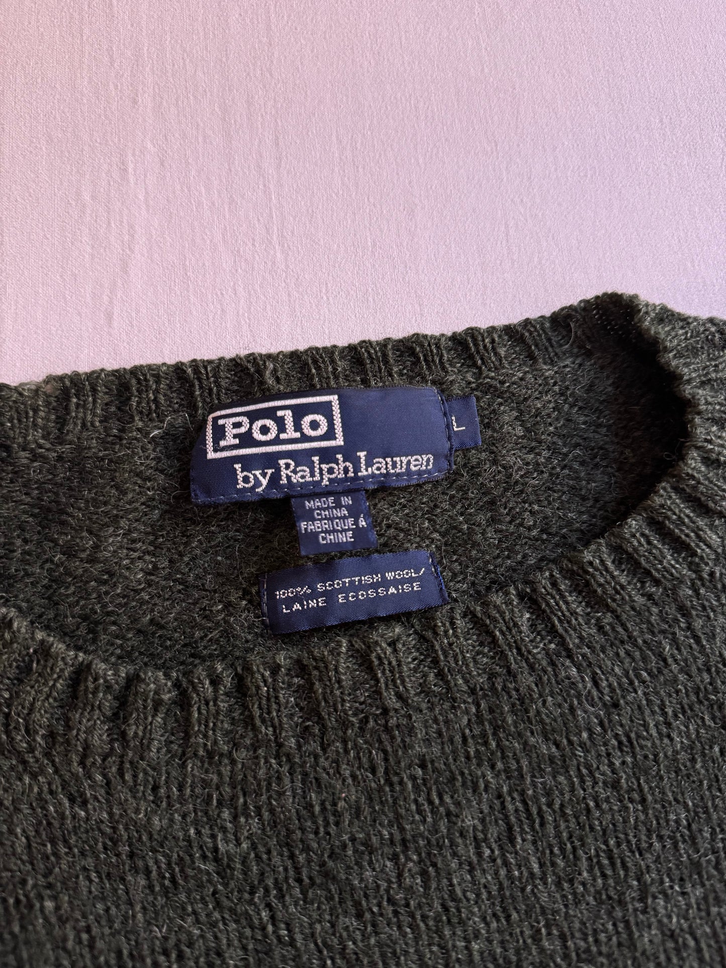 🐴 🧶 Pulover vintage Ralph Lauren Polo – verde închis – mărimea L