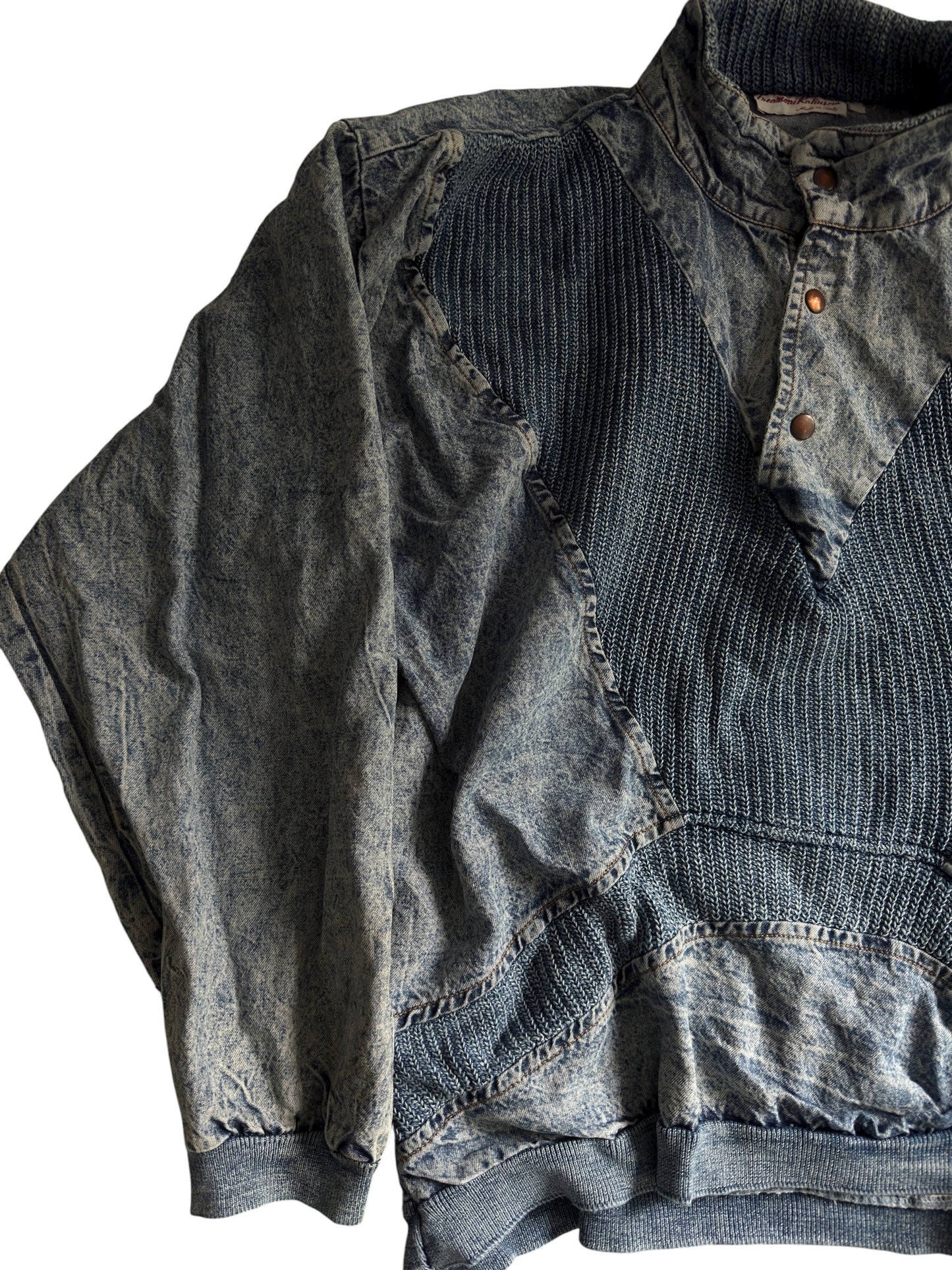 👖 Pulover Vintage Denim – 100% Bumbac – Made in Italy – Men’s S (Boxy Fit)