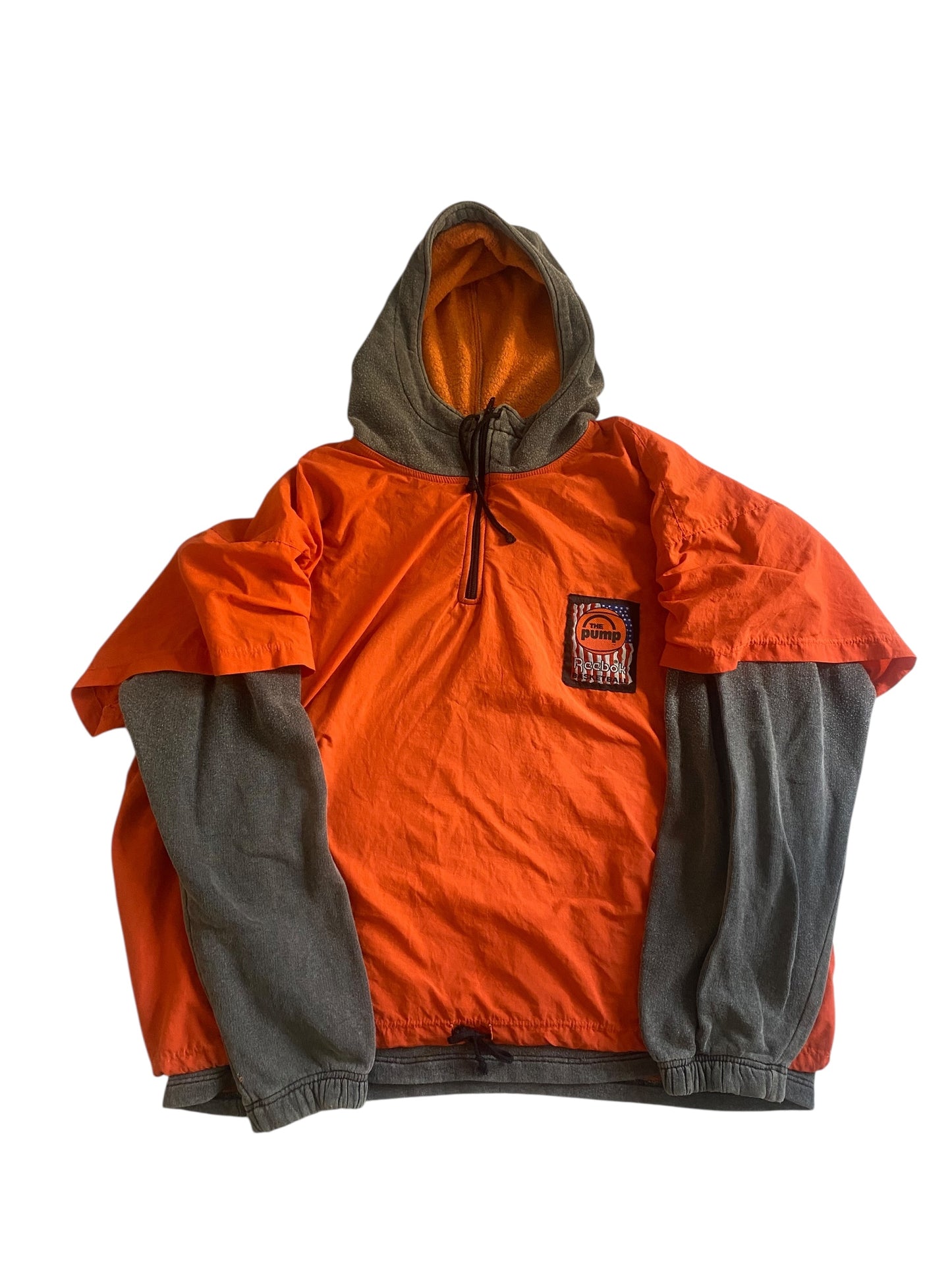Hanorac Vintage Reebok The Pump – Tech Hoodie Orange & Black, Dublu Strat