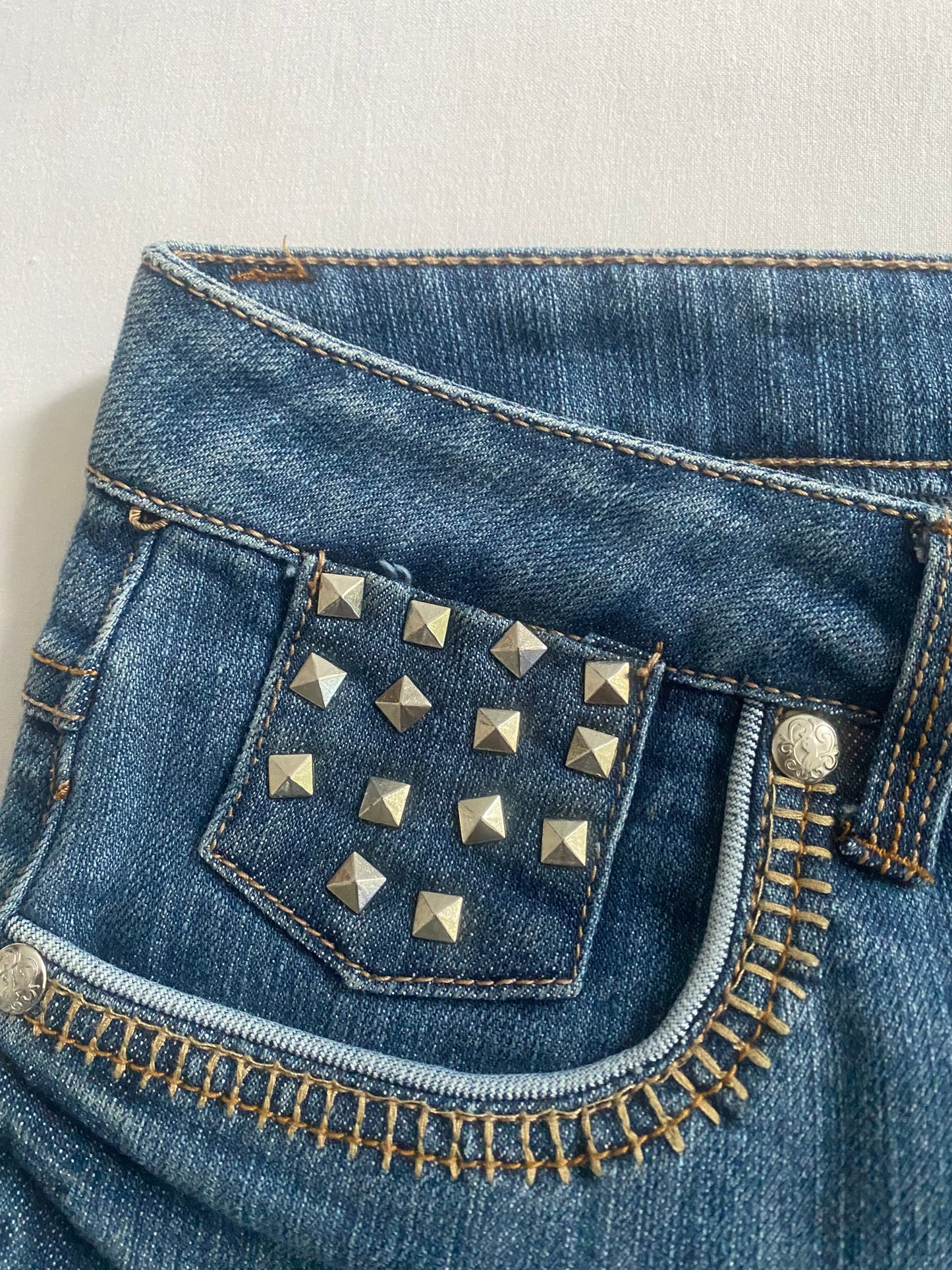 Y2K Baby Phat Jeans – Size 16 Teens (Women's XS) – Denim with Studded Back Pockets