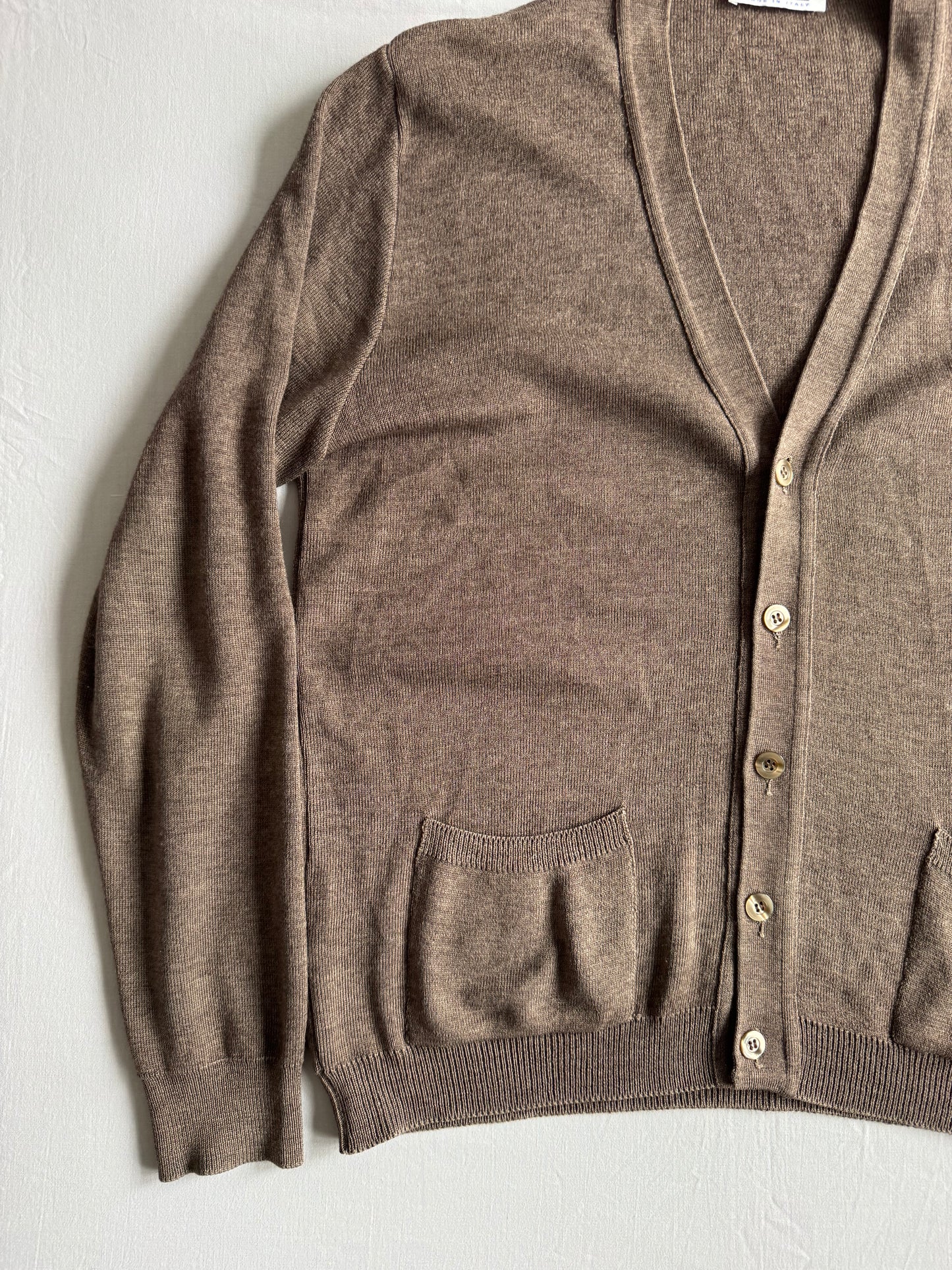 🧶 Cardigan Vintage Maro Oatmeal din Blend Lână Merino – L (50)