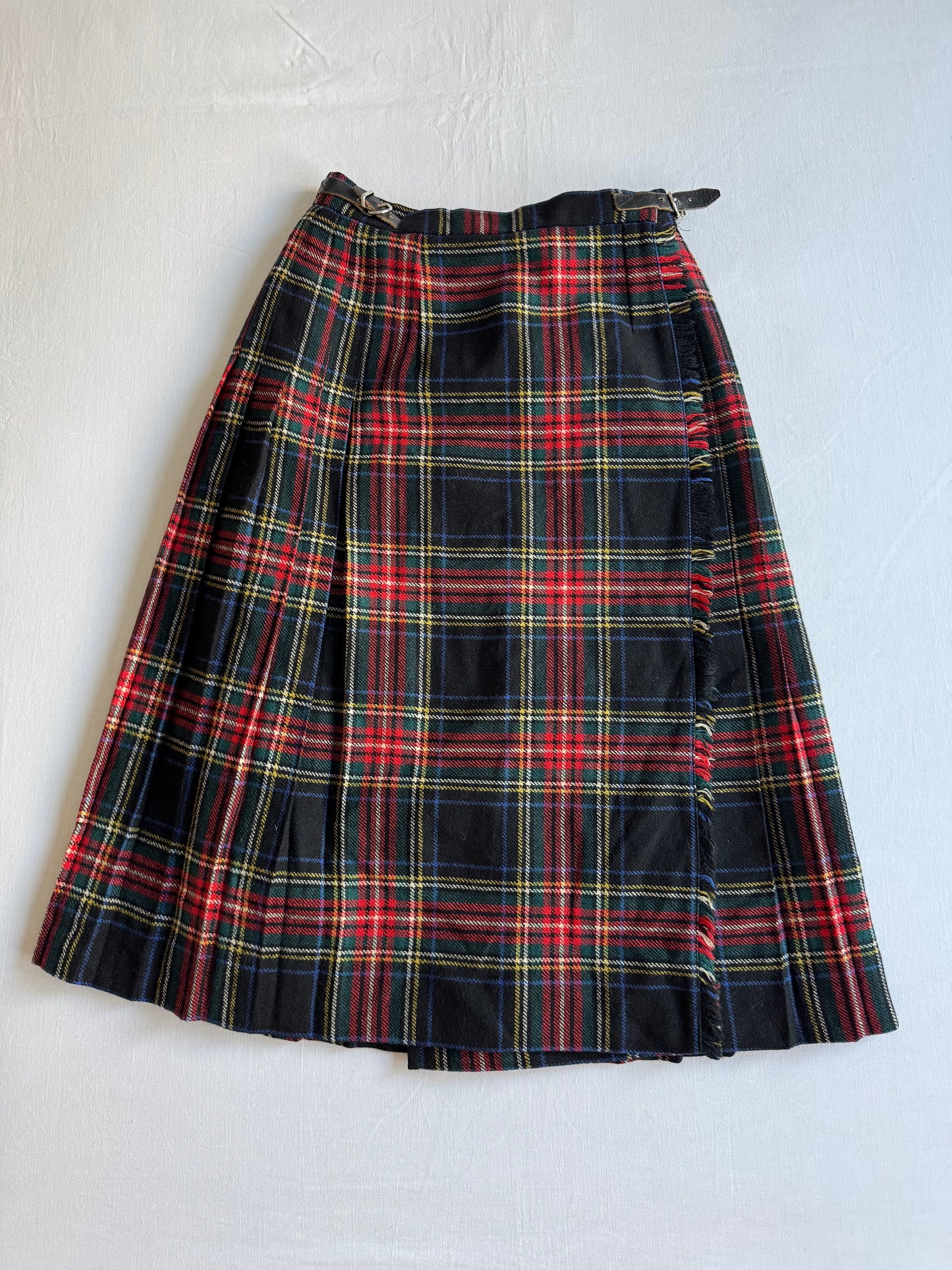 🇬🇧 Fustă Vintage Plisată din Lână Tartan – aprox. XS