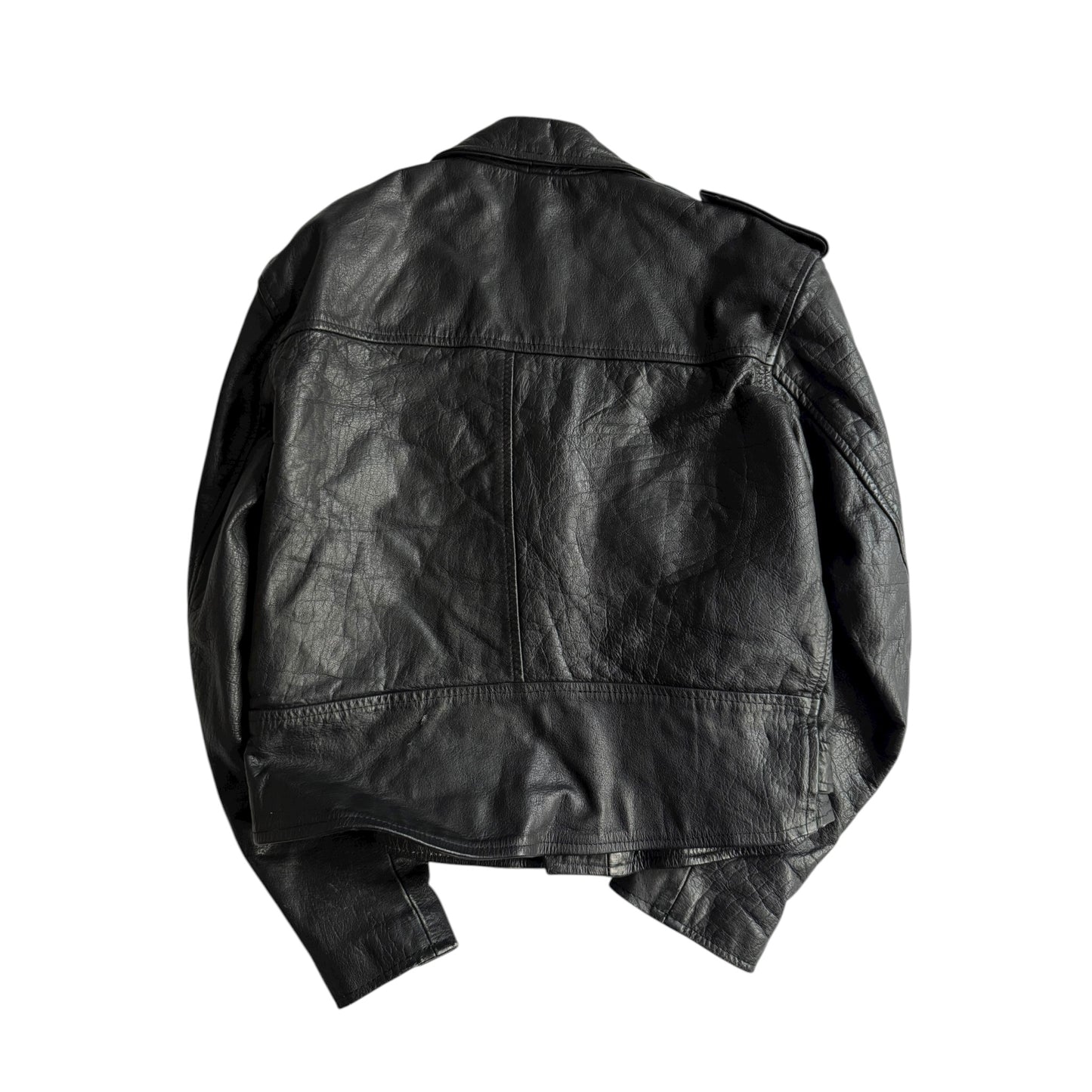 🏍️ Geacă vintage din piele biker / Cu ținte pe umăr (M bărbați)