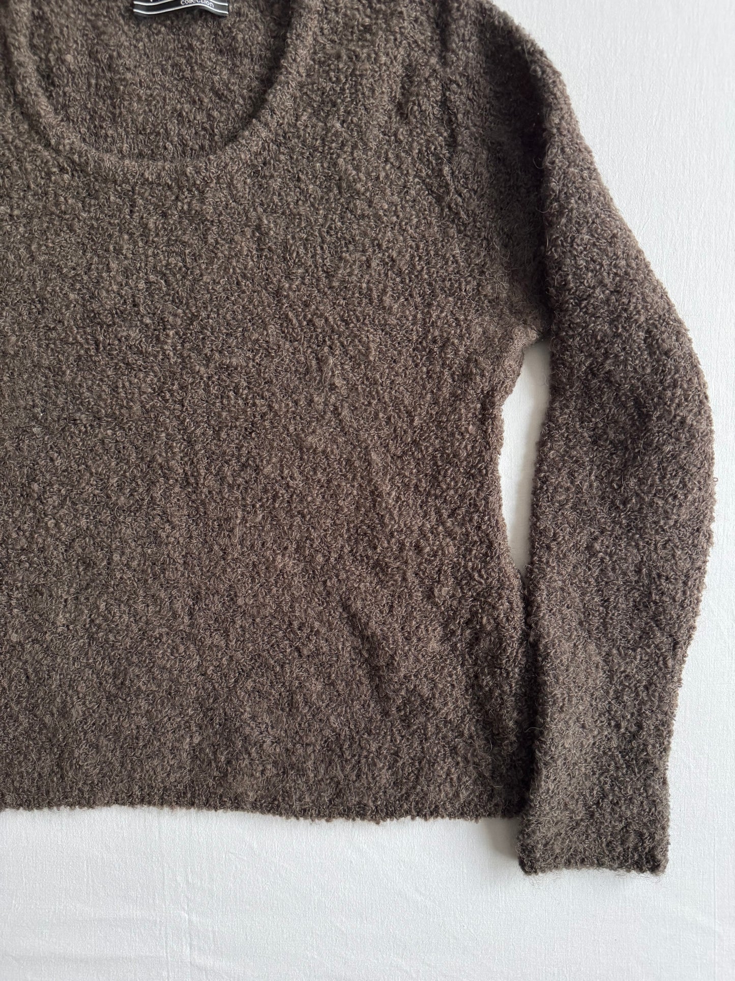 🧶 Pulover Y2K maro închis din amestec de lână, mohair si alpaca – M Femei