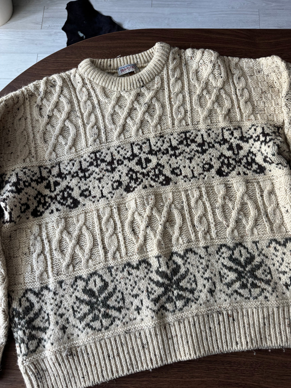 Sergio Tacchini Pulover Lână Vintage Bărbați | Cable Knit | L