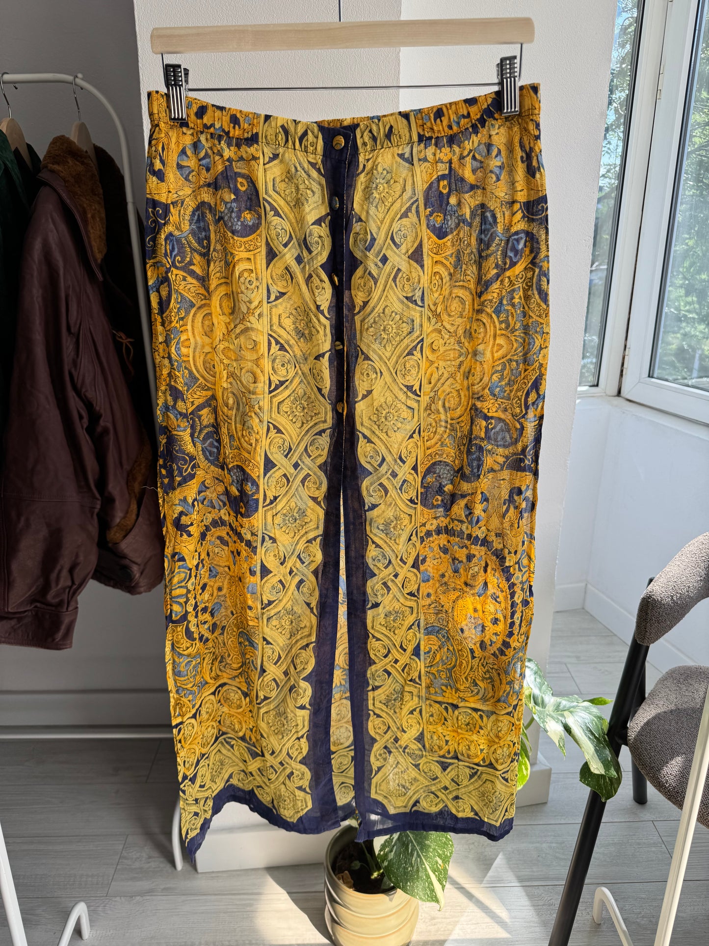 🌴 Fustă Vintage Baroque Print Beach – M/L Damă – Made in Italy