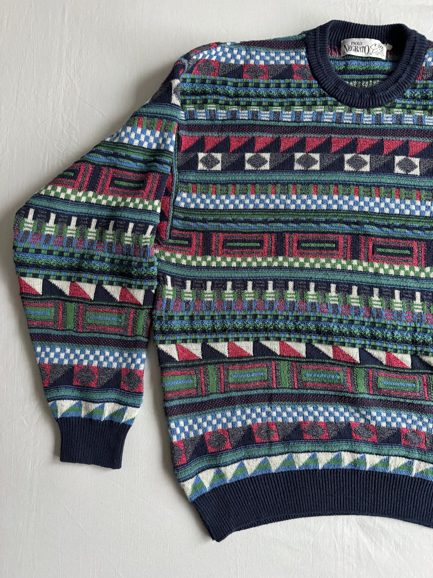 🧶 Pulover Vintage Bărbați cu Model Abstract – L