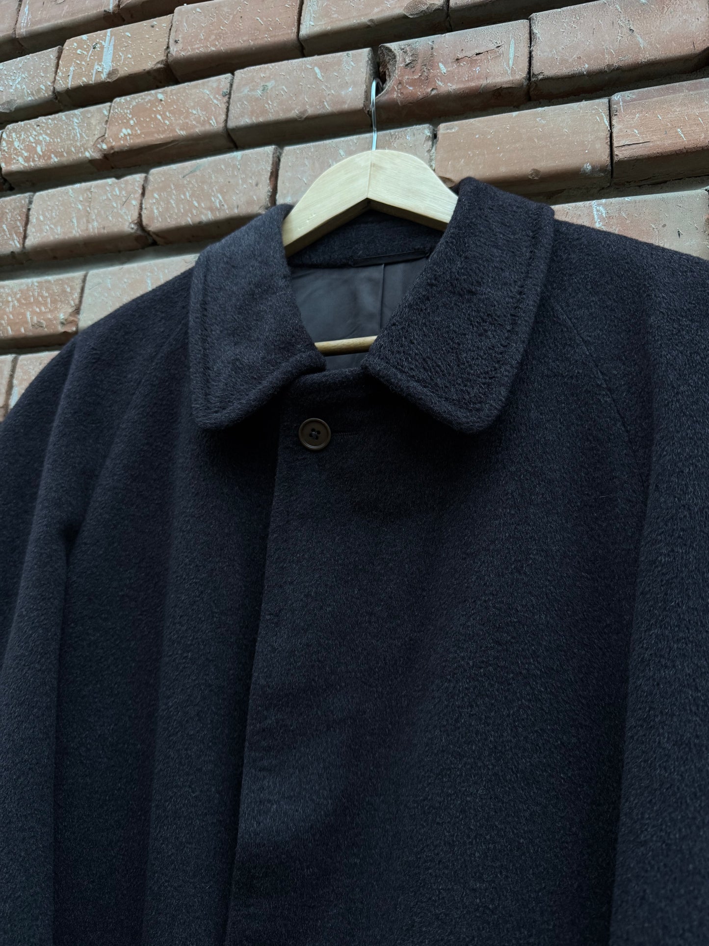 🧥 Palton Vintage Bărbați Gri Închis din Lână, Angora și Cashgora – EU 46 (S / M)