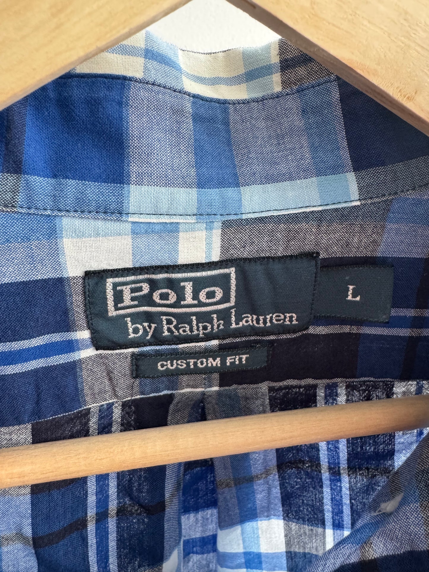 🐴 Vintage Polo Ralph Lauren Cămașă Carouri Albastre – L Bărbați