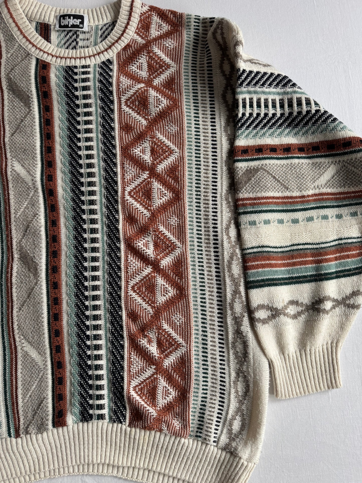 🧶 Pulover Vintage cu Model Abstract – L (52) – Made in West Germany