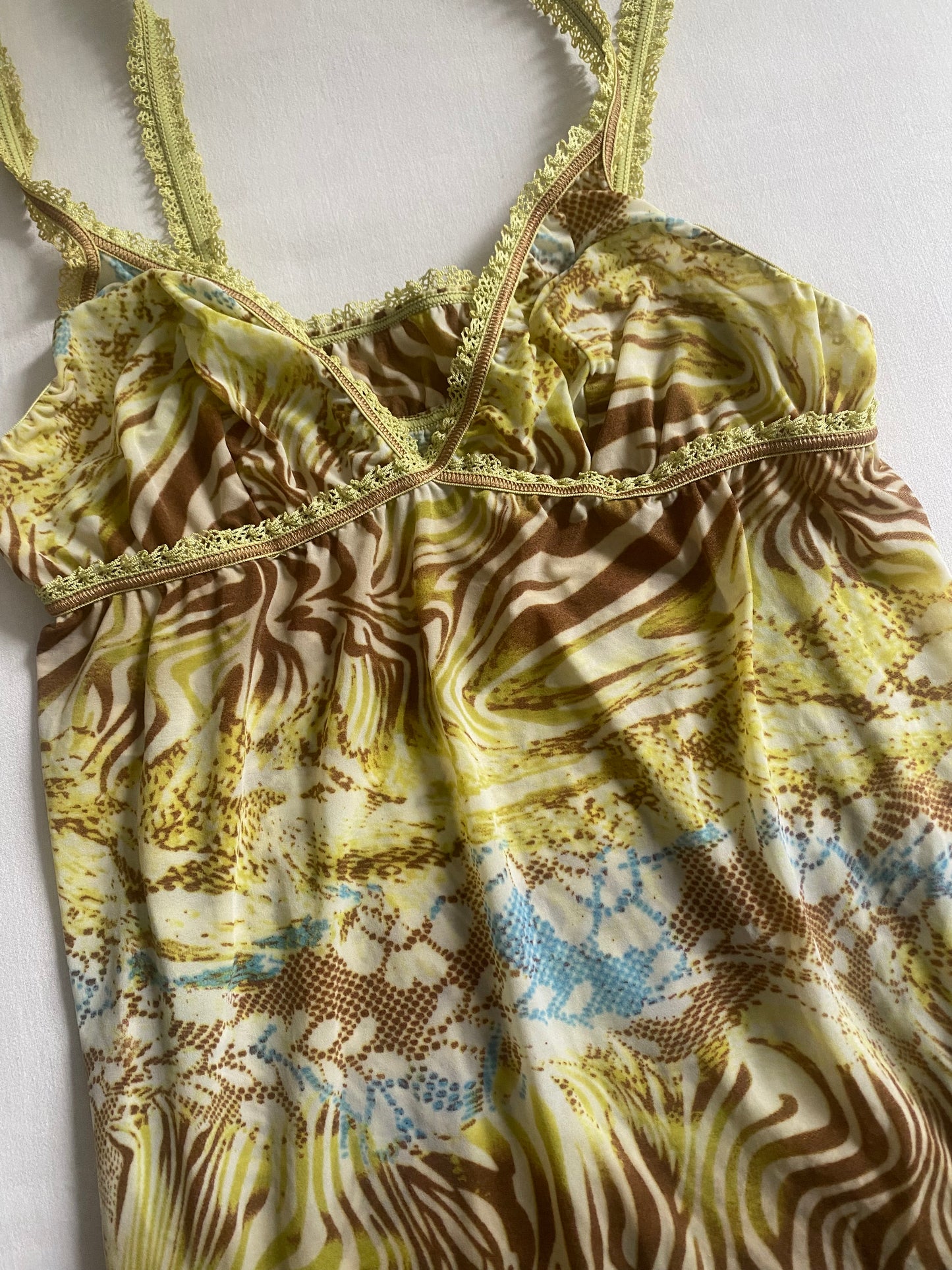 🐆 Top Y2K Dantelă & Animal Print – Mărime L