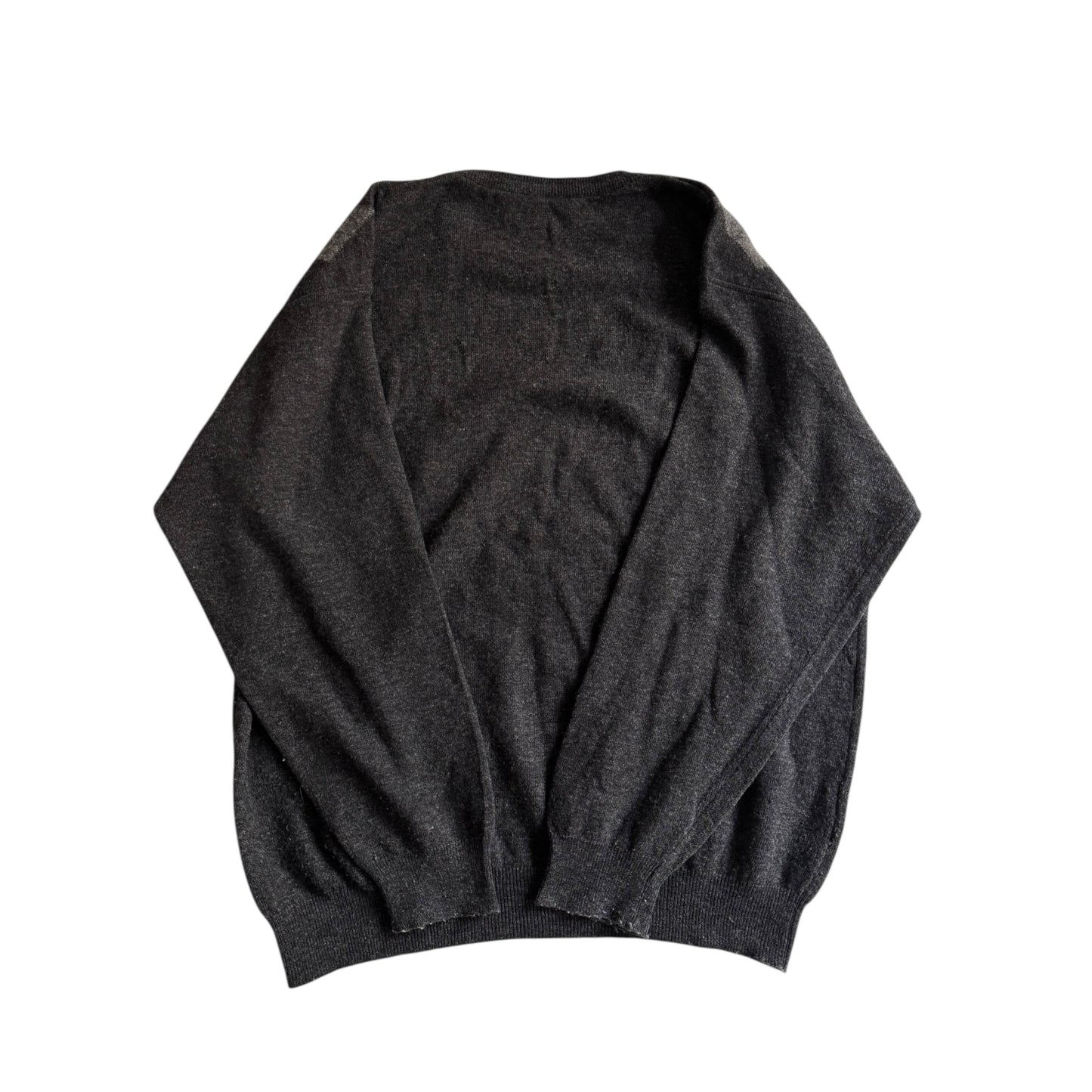 🧶 Pulover Vintage Gri Închis cu Model Argyle – Mărimea M