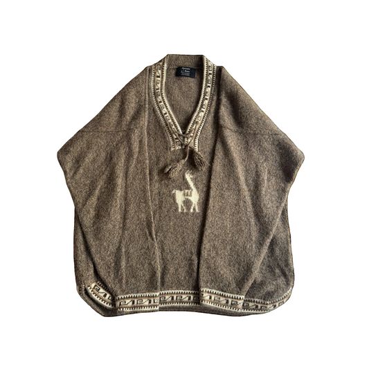 🦙 🧶 Pulover Vintage din Alpaca cu Decolteu în V – Marimea L