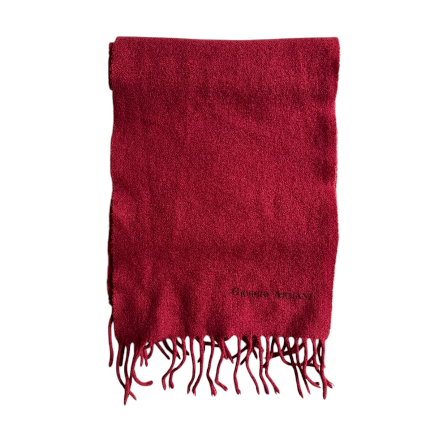 🧣 Fular Vintage Giorgio Armani / Lână naturală Burgundy (Anii ’80)