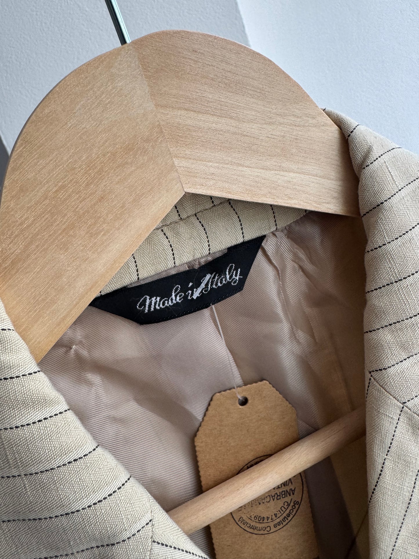 Blazer din In Vintage cu Dungi Crem | Made in Italy – S Oversized (46)