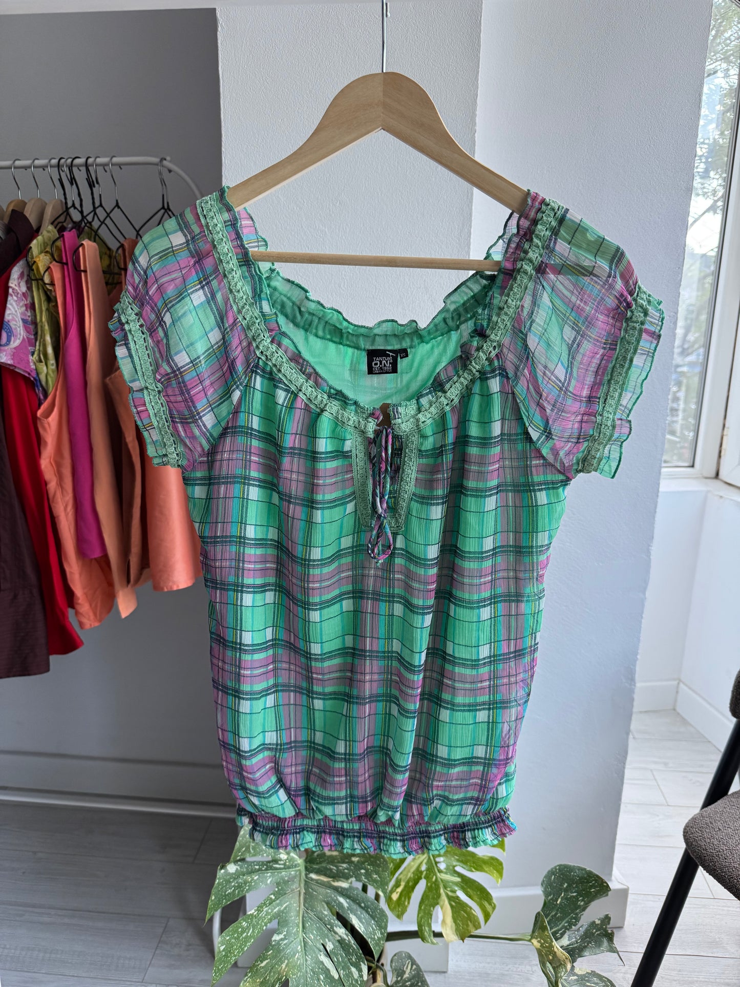 💁‍♀️ Top Lung Mesh Printed Carouri Y2K – XS Damă