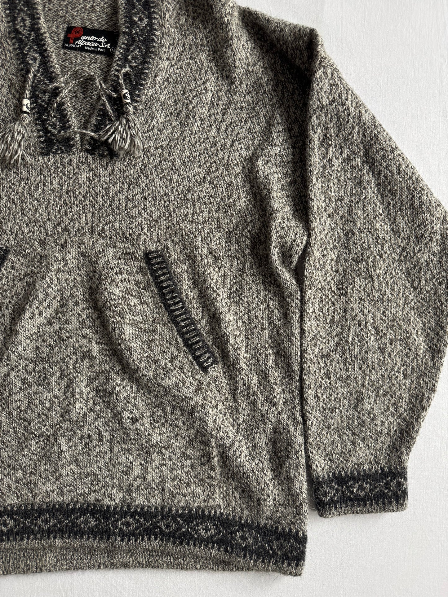 🧶 Hoodie Vintage Alpaca Peruvian – M Bărbați