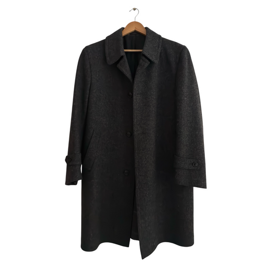 Palton Vintage Gri Închis – 100% Lână Virgină – Men’s M