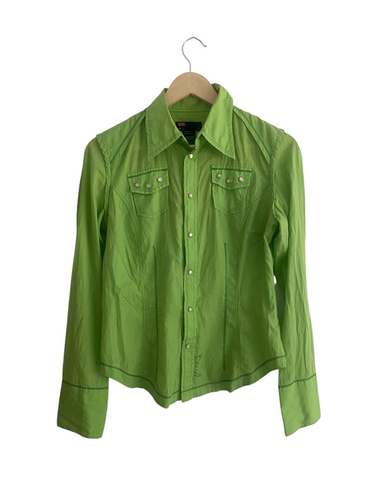 👚 Cămașă Y2K Diesel Verde cu Broderie pe Spate – Mărime M (Femei)