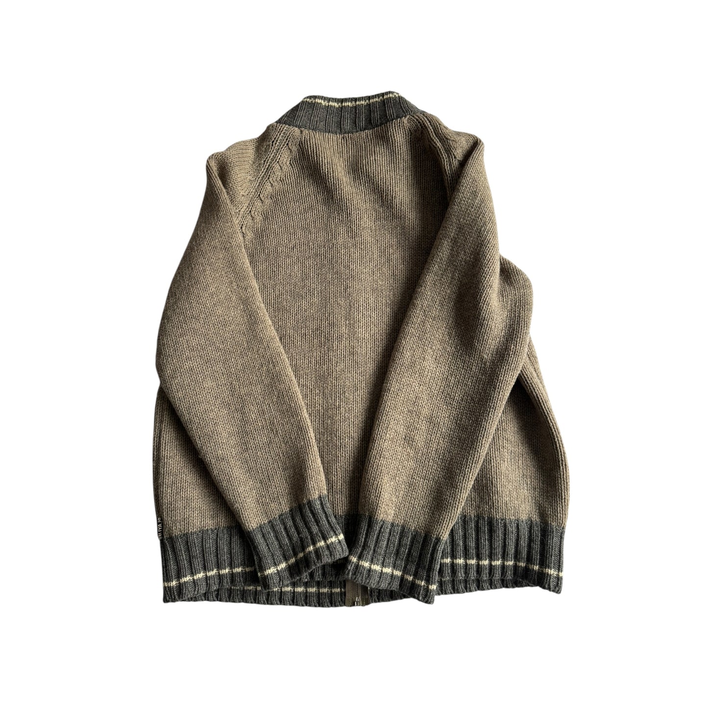 🧶 Jachetă Bomber Vintage Bărbați Gri cu Fermuar din Lână Virgină – M