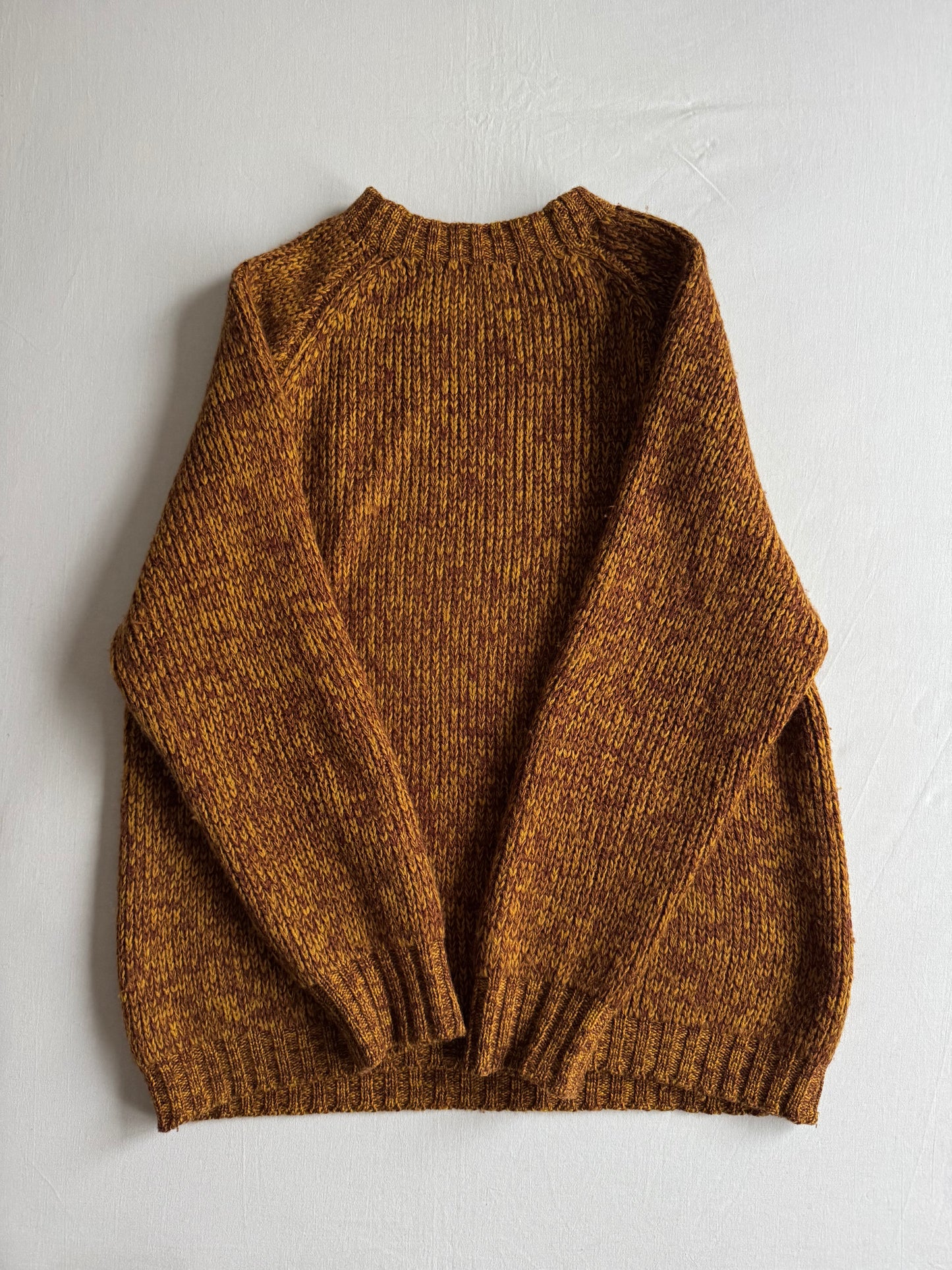 🧶 Pulover Vintage Bărbați Mustard Închis din Lână Virgină – L (50)