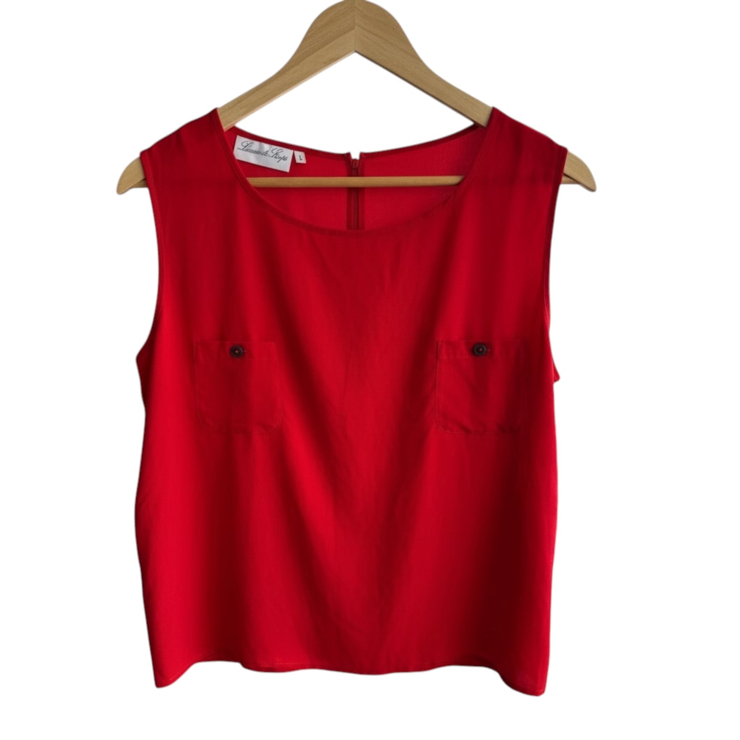 🍒 Top Vintage Roşu din Mătase – L Damă – New With Tags