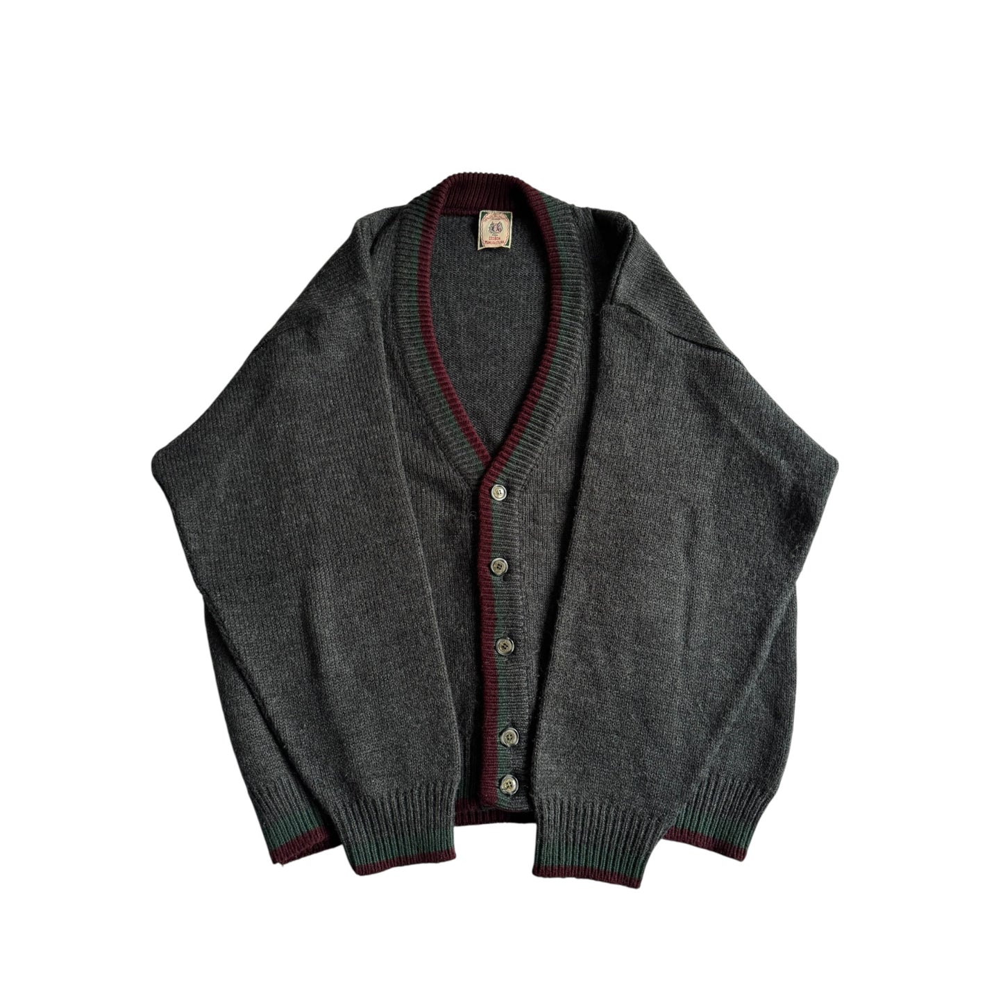 🧶 Cardigan Vintage Bărbați Gri Cable Knit – M