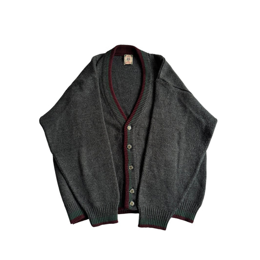 🧶 Cardigan Vintage Bărbați Gri Cable Knit – M