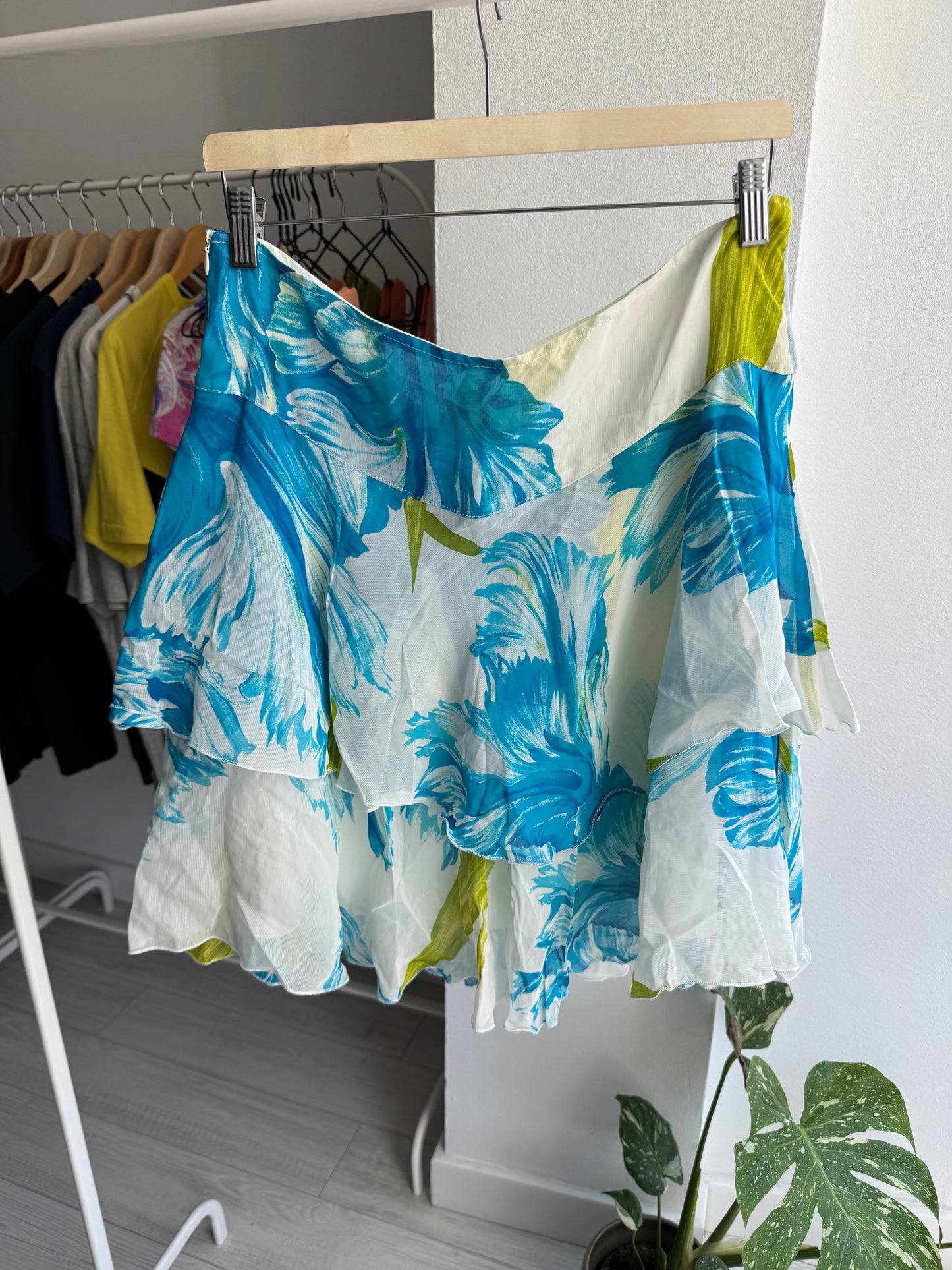 ☀️ Fustă Vintage Mesh Floral cu Print – IT 46 Damă (L)