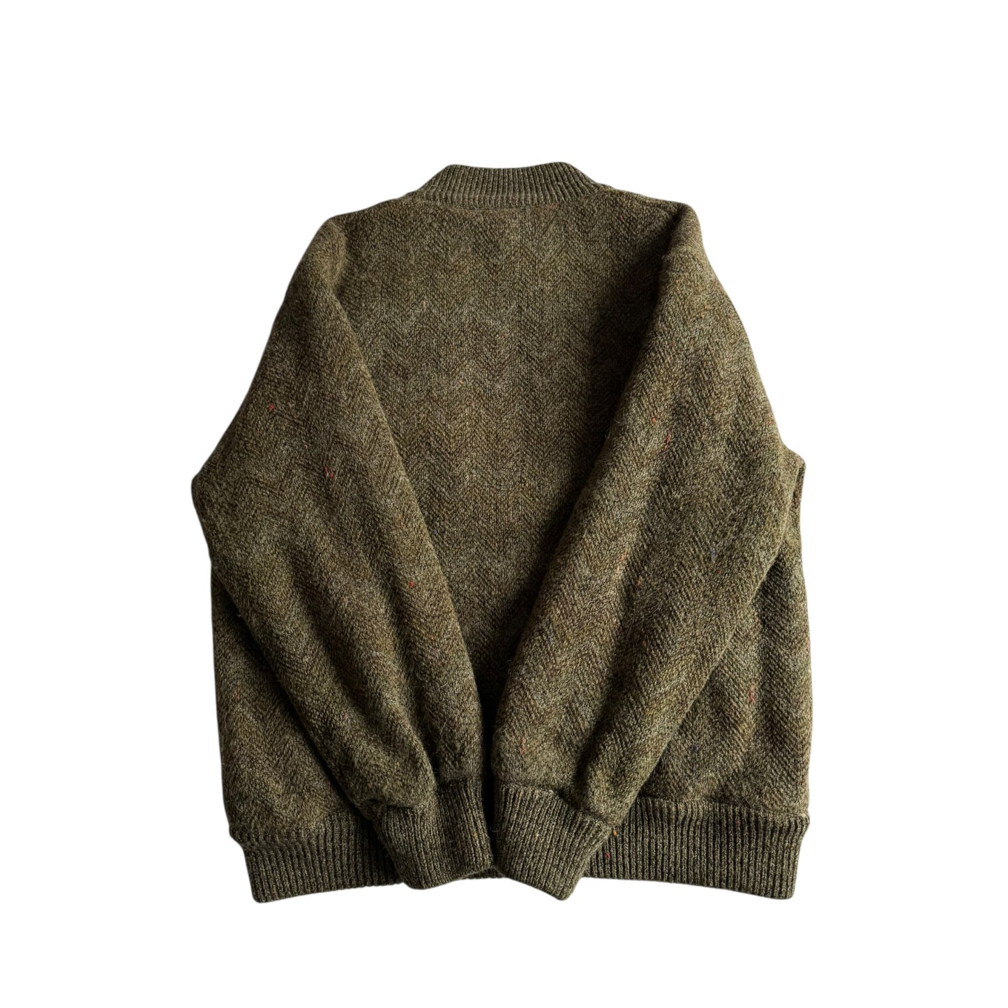 🧶 Jachetă Vintage Tricotată Tip Bomber cu Căptușeală din Bumbac – L