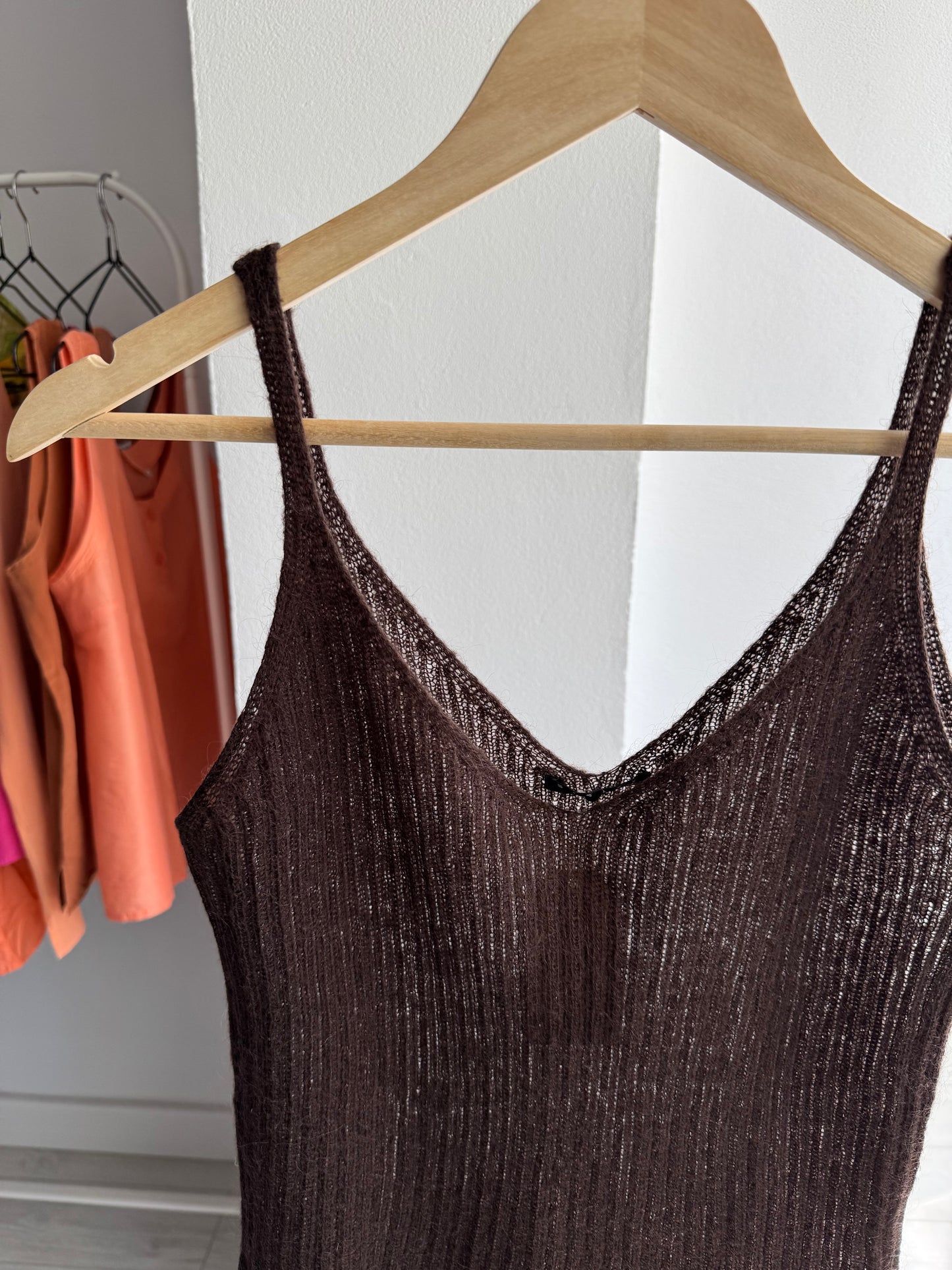 💁‍♀️ Top Mohair Maro Închis Y2K | Amestec Mohair Lană | Made in Italy – S Damă
