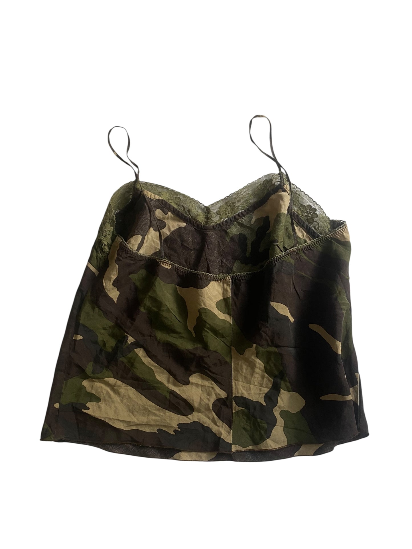 🧢 Top Y2K Benetton Camo – Mărimea L Femei – Made in Italy