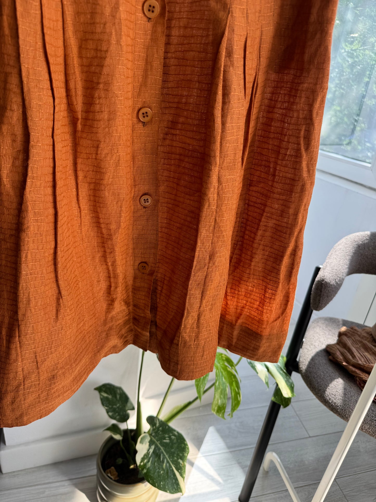 🍊 Fustă Vintage Orange Textured – IT 42 (S Damă)