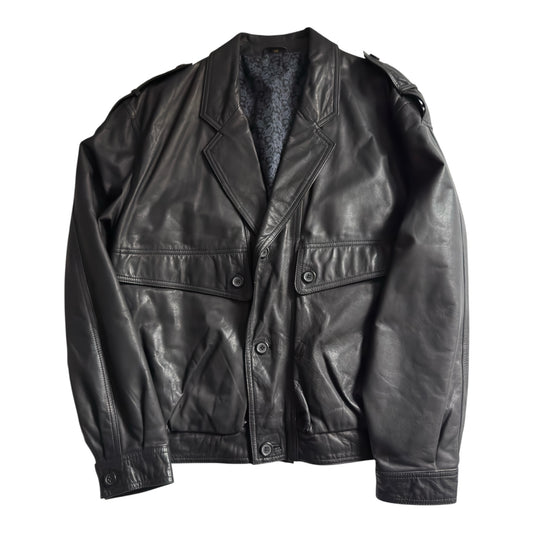 Geacă Vintage din Piele Neagră – Men’s L – Mărime 50