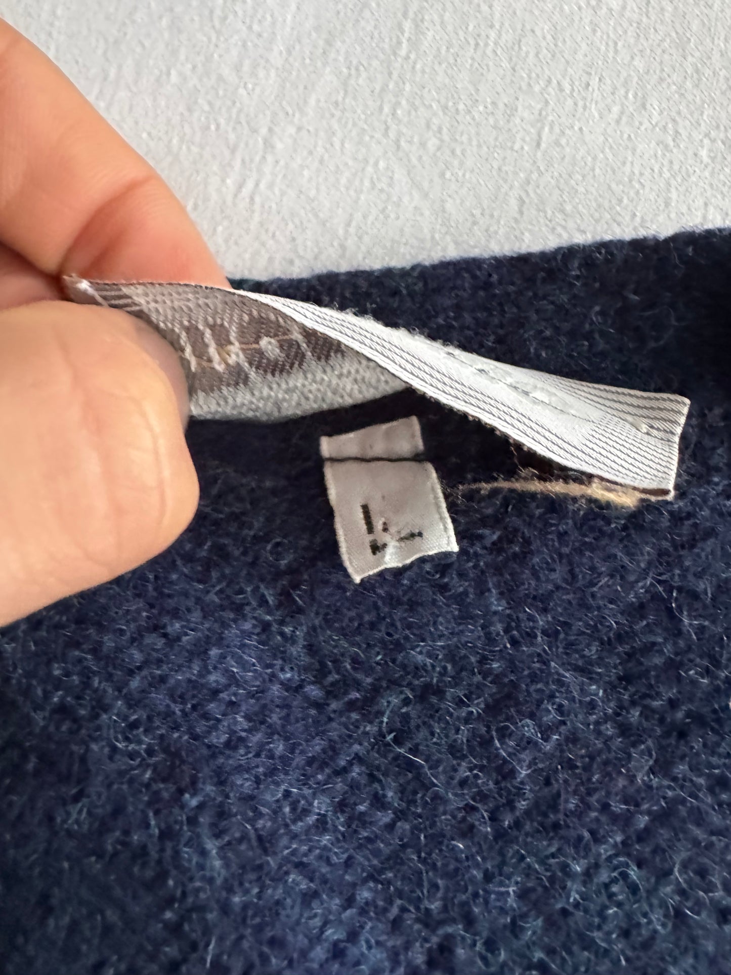 🧶 Cardigan Vintage Bărbați Navy din Lână Virgină cu Pattern Argyle – L