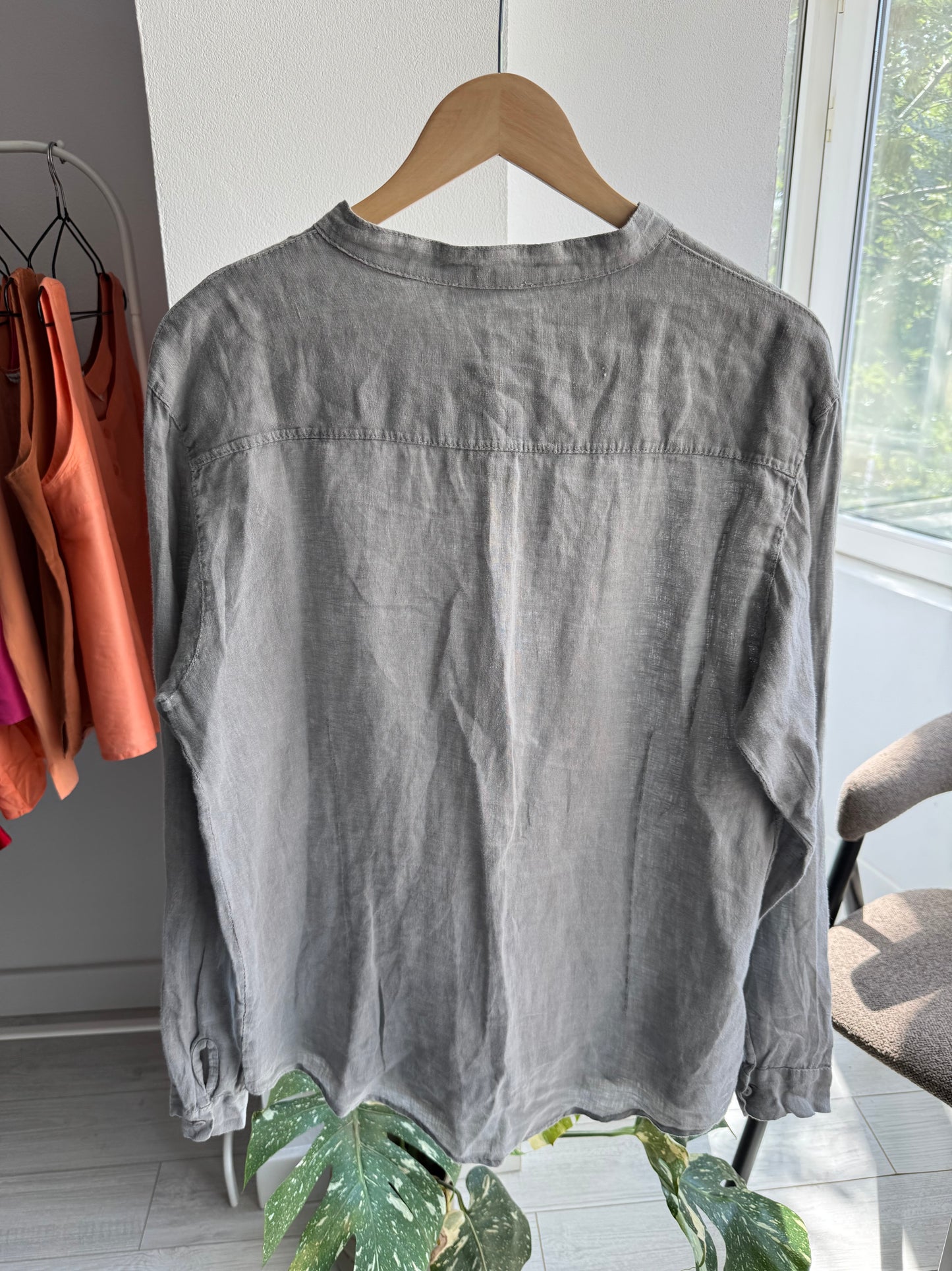 ☀️ Cămașă din In Gri Vintage | Made in Italy – M