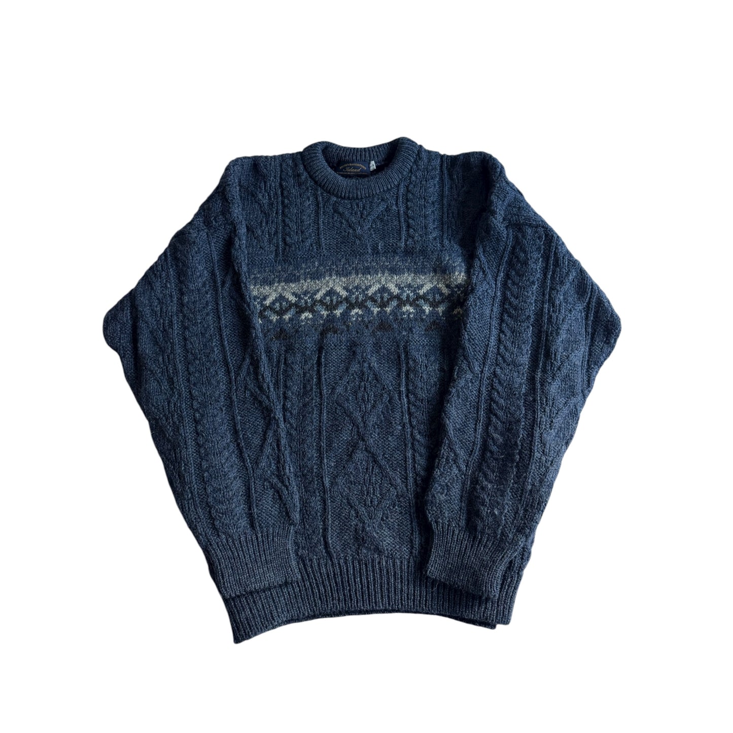 🧶 Pulover Vintage Tricot Gros Navy / Cable Knit (Mărime L)