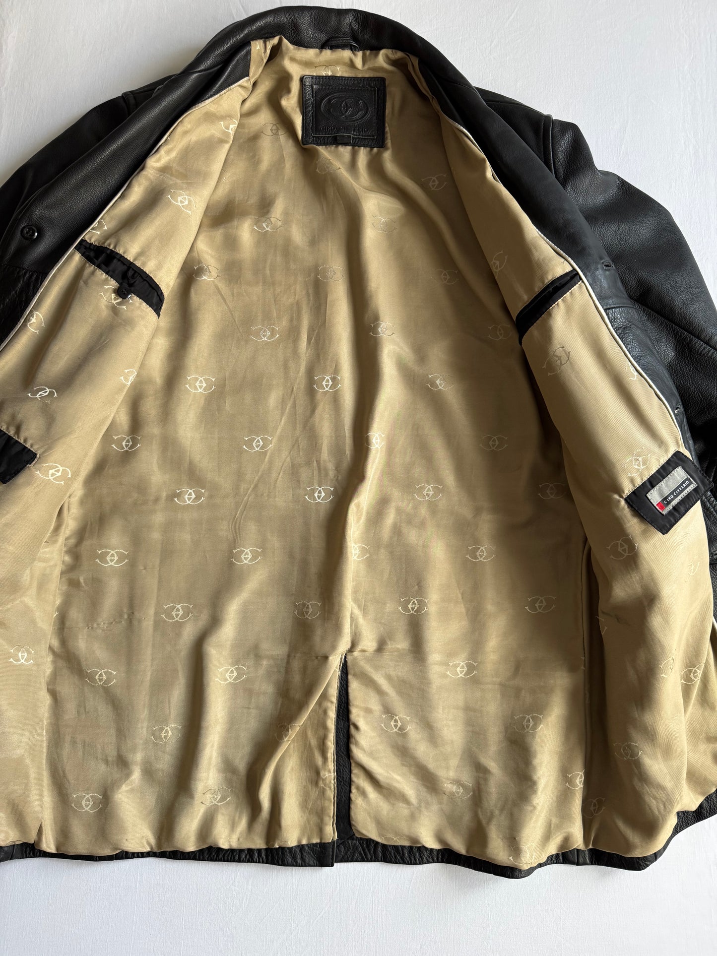 ☕️ Palton Vintage Bărbați din Piele Neagră – L