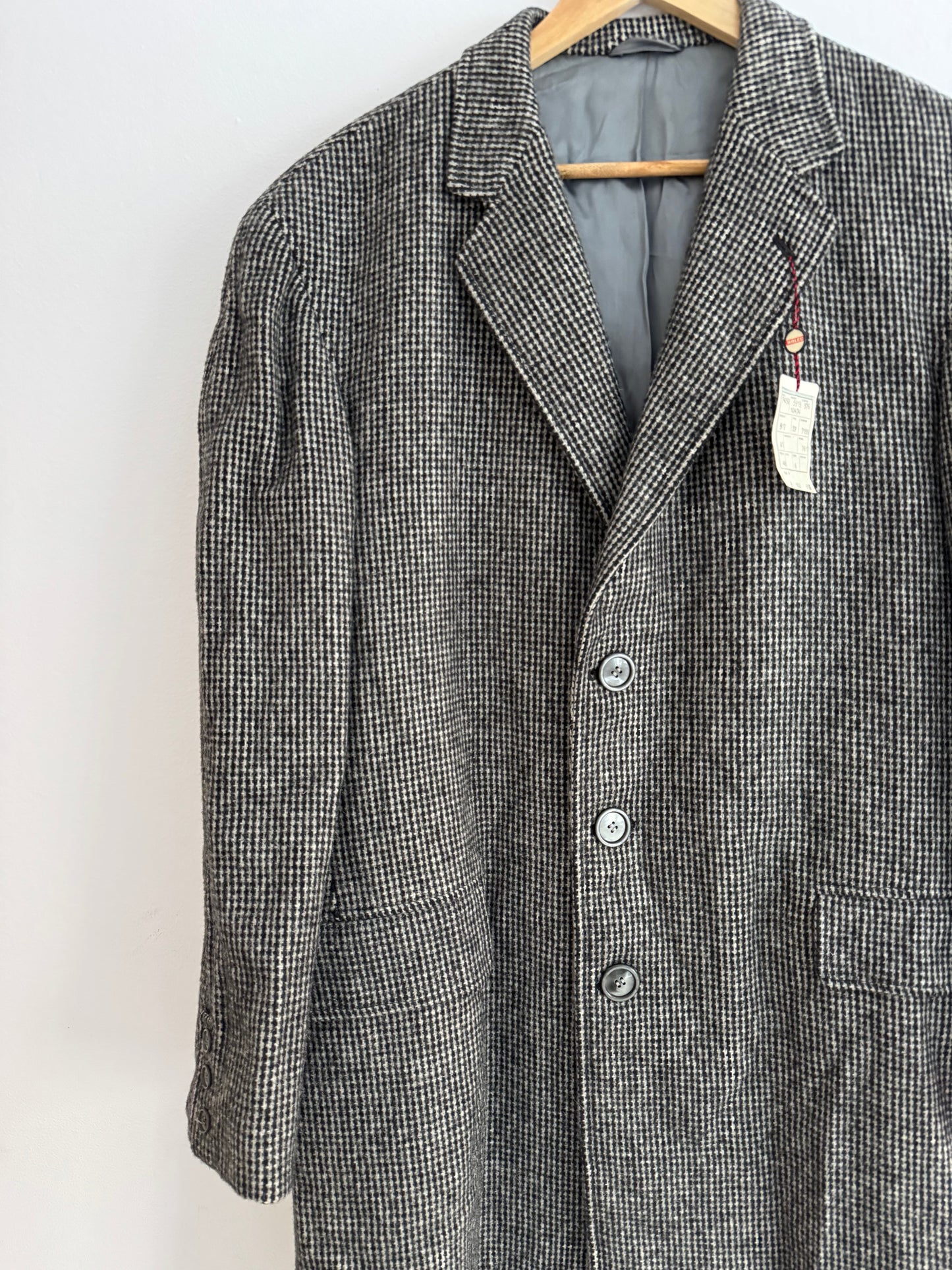 🧥 Palton Deadstock 70’s Gri Texturat din Lână Pură – Marimea 48 (M Bărbați)