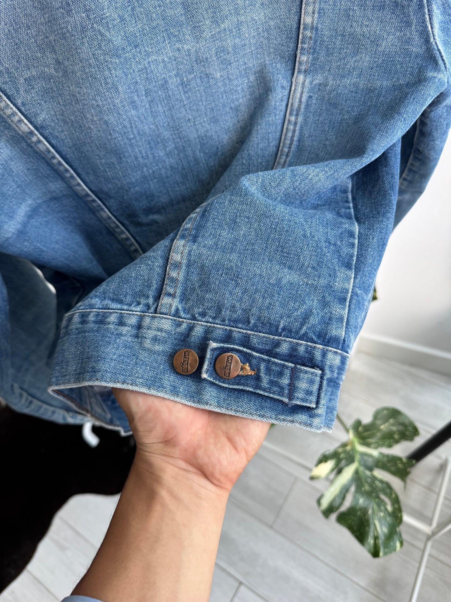 🤠 Vintage Wrangler Geacă Denim Anii '70 – S/M Bărbați