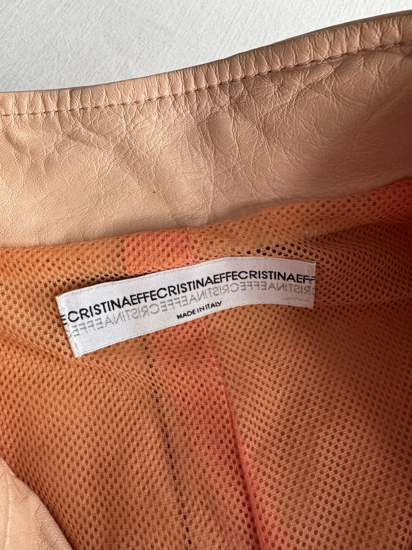 🏍️ Jachetă Biker Y2K CristinaEffe Roz Pal din Piele – IT 46 (M/L Damă)