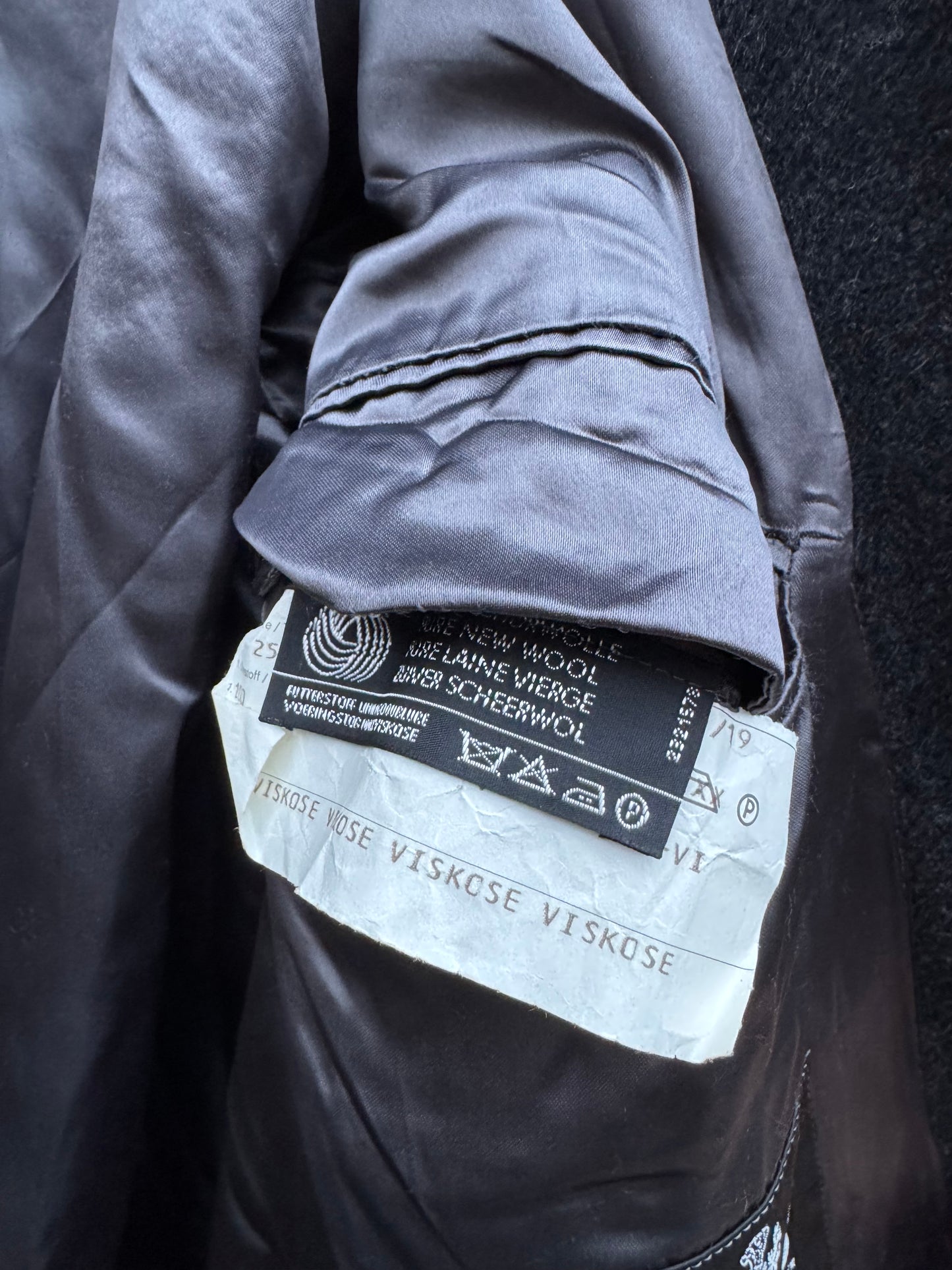 🧥 Palton Vintage Bărbați Gri Închis din Lână Virgină – Marimea L