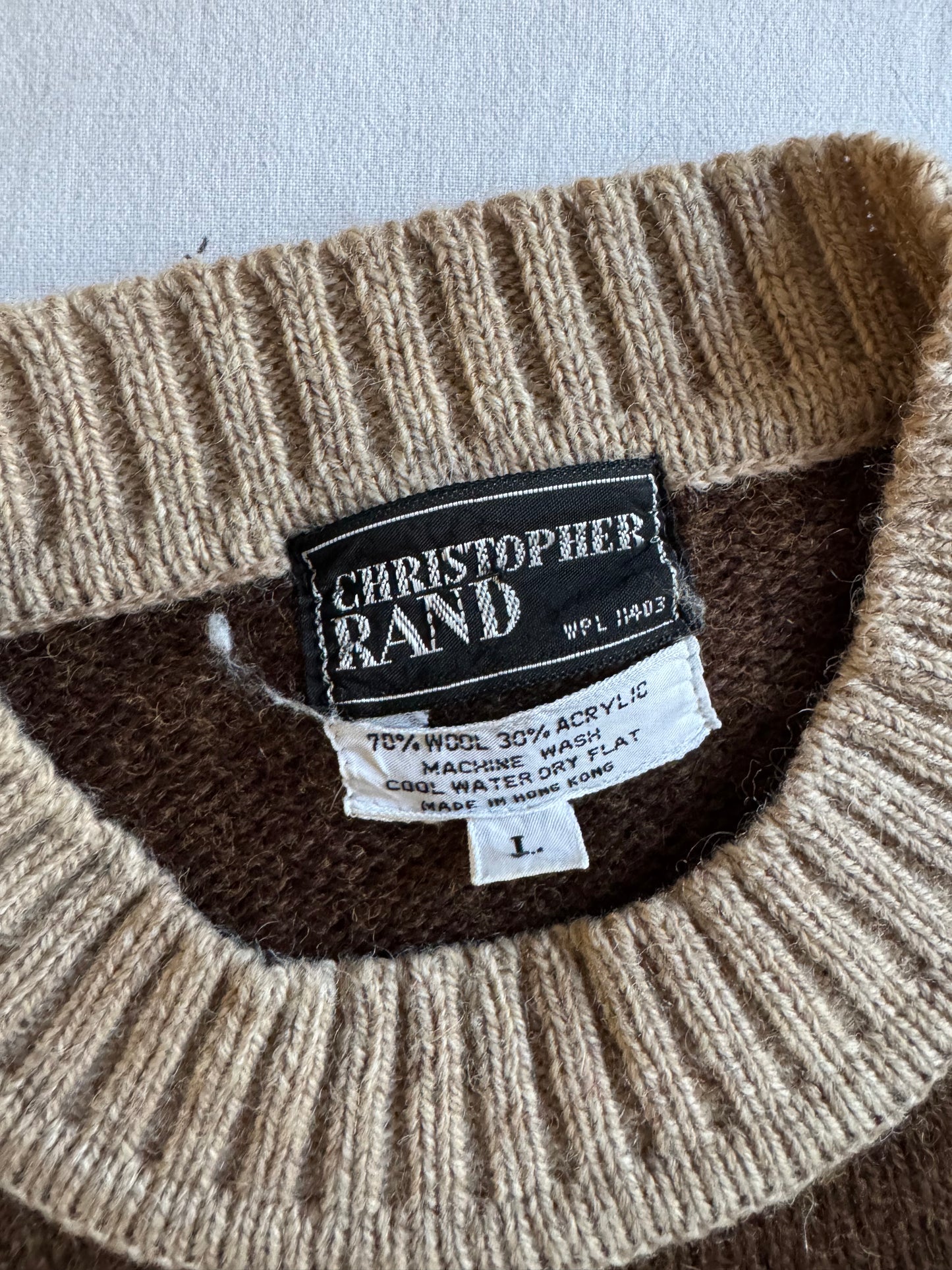 🧶 Pulover vintage 70’s cu dungi – mărimea L (Made in Hong Kong)