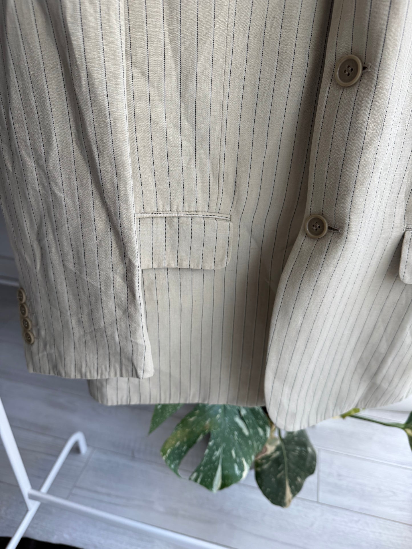 Blazer din In Vintage cu Dungi Crem | Made in Italy – S Oversized (46)